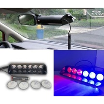 Vantuzlu Çakar Araç Içi Kırmızı-mavi 6 Ledli Mercekli S6-s12