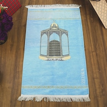 İsme Özel Makam-ı İbrahim Lüks Şönil Seccade Bebek Mavisi 70x126cm 240 Gr Çok Renkli