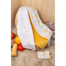 Luckka Dijital Baskılı 3'lü Müslin Örtü Seti - 75x75 Cm - Zt5000 Sarı Sarı