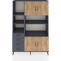Hyperion Dolap 8 Raflı 4 Çekmeceli 4 Kapaklı 132x44x195 Antrasit-çam/antrasit Atlas Çam/antrasıt - Antrasıt