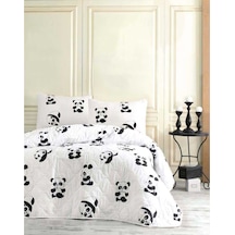 Eponj Home Kapitone Yatak Örtüsü Seti Tek Kişilik B-W Panda