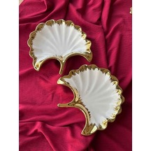 Ginkgo Yaprak Sunum Tabak 2'li Çok Renkli