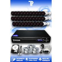 Picam 32 Kameralı Uzay 32 Dış Kamera Set 320 GB HDD Full HD Gece Görüşlü Güvenlik Kamerası Sistemi
