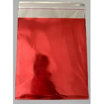Hediye Poşeti Bantlı Kırmızı Metalize 35x50 Cm 100 Adet