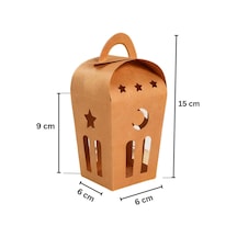 Ramazan Temalı Dekoratif Fener Kutusu, Ay Yıldız Kesim Hediyelik Kutu Seti, 6x9 Cm - 6 Adet, Kraft