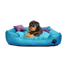 Mavi Vitrin İsme Özel Yıkanabilir Ultrasoft Küçük Irk Köpek ve Kedi Yatağı 50 x 40 CM
