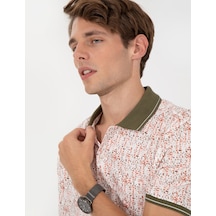 Pierre Cardin Haki Regular Fit %100 Pamuk Desenli Düğmeli Polo Yaka Tişört