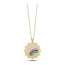 14 Ayar Sun Rainbow Tasarım Altın Kolye Sarı