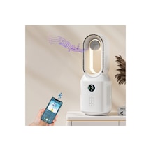 Hepu Hp-f29 360 Döner Pervanesiz Usb Şarjlı Masaüstü Fan Bluetooth Hoparlörlü Led Gece Lambalı Dijital Ekranlı 4000mah