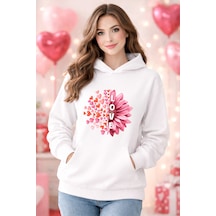 Stil X Sevgililer Gününe Özel, Kapüşonlu Kadın Sweatshırt, Valentıne's Day Beyaz-13