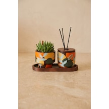Giselle Autumn Leaves Candle & Succulent Set Çok Renkli