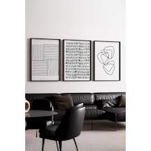 Huhuli Ahşap Siyah Çerçeveli 3 Lü Modern Tablo Huhu239