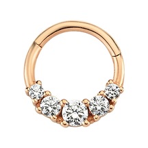 Rose Altın Beş Taş Minimal Halka Piercing As35pcr2 Altınsepeti Rose Gold
