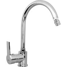 Lavabo Bataryası Güven Safir 9633 Oynar Uçlu Kuğu Eviye Bataryası Gümüş Krom