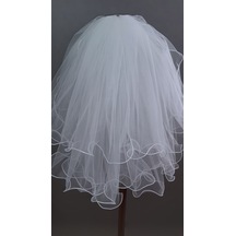 Suzanna Moda 70x60x50 Cm Boy Taraklı 3 Kat Hayal Tül Duvak Şeritli, Bukleli,duble Dalgalı Ve Kabarık Beyaz