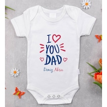 Bitmeyenkartus Bk Kids Isimli I Love You Dad Tasarımlı Bebek Body Zıbın - Model Beyaz