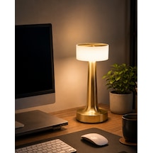 Gold Kare Mantar Masa Lambası Şarjlı Dokunmatik Led Aydınlatma Çokrenkli