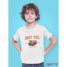 Bumeta Snot Rod Arabalar Cars Şimşek Mcqeen Çocuk Tişört T-shirt Beyaz