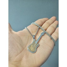 Elektro Gitar İki Katmanlı Gümüş Gold Renk 316l Paslanmaz Çelik F
