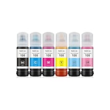Epson 108 Et-18100/l18050/l8050 Muadil Ecotank Kartuşu Mürekkep Seti 6 Renk/black/ Cyan/ Magenta/ Yellow / Light Cyan/ Light Magenta Çoklu Renkli