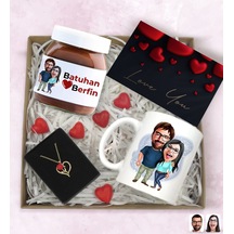 Bk Gift Sevgiliye Özel Karikatürlü Hediye Seti-4, Sevgililer Günü Hediyesi, Yıl Dönümü Hediyesi, Nutella 400gr., Doğum Günü Hediyesi