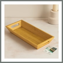 Bezos Bambu Sunum Tepsisi 16x35x4.5 Cm Çift Kulplu Mmbz