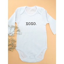 Tuğbababy Baby Unisex Bebek Beyaz Xoxo Ufak Baskılı Body Kız Erkek Beyaz