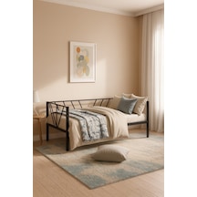 Alchera Daybed Tek Kişilik Sedir Metal Karyola Siyah