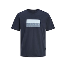 Jack & Jones Jcofusıon Dots Print Erkek Tişört Bisiklet Yaka Kısa Kollu Lacivert
