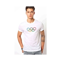 Olumpiyat Baskılı Beyaz Erkek Tshirt