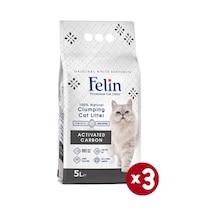 Felin Aktif Karbonlu Topaklaşan İnce Bentonit Kedi Kumu 3 x 5 L Felin Aktif Karbonlu Topaklaşan İnce Bentonit Kedi Kumu 3 x 5 L