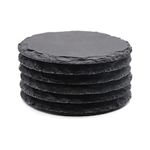 6 Adet Yuvarlak İçecek Altlıkları, 4 İnç Kaya Taş Altlıkları Toplu Altlıklar Siyah
