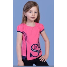 Toontoy Kids Toontoy Kız Çocuk T-shirt Star Garnili Nakışlı Fuşya