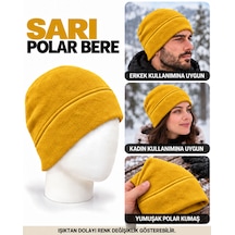 Unisex Polar Bere, Kadın Ve Erkek Uyumlu, Kışlık Yumuşak Polar Bere Sarı