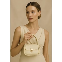 Saphira Arcana Krem Kilit Detaylı El Ve Omuz Çantası Krem
