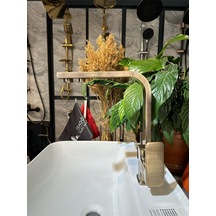 İsaoğlu Yapı Antik Gold Mutfak Bataryası Arıtmalı Evye Musluğu Kare Premium Armatür Gold