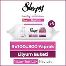 Sleepy Easy Clean Lilyum Buketi Yüzey Temizlik Havlusu Mendili 3x100 (300 Yaprak)
