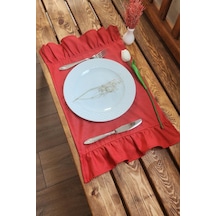 Bahar Keten 2 Kenar Fırfırlı Kırmızı Vintage Amerikan Servis 30x50