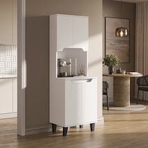 Defne Kahve Köşesi, Çok Amaçlı Dolap, 4 Kapaklı Kiler Dolabı, Mutfak Dolabı 60 Cm Beyaz