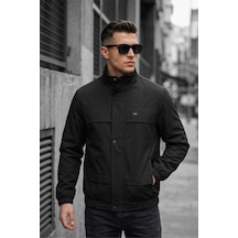 Oksit Trend Style Slim Fit Suya Dayanıklı Erkek Mevsimlik Ceket - Fermuarlı Ve Cepli Siyah