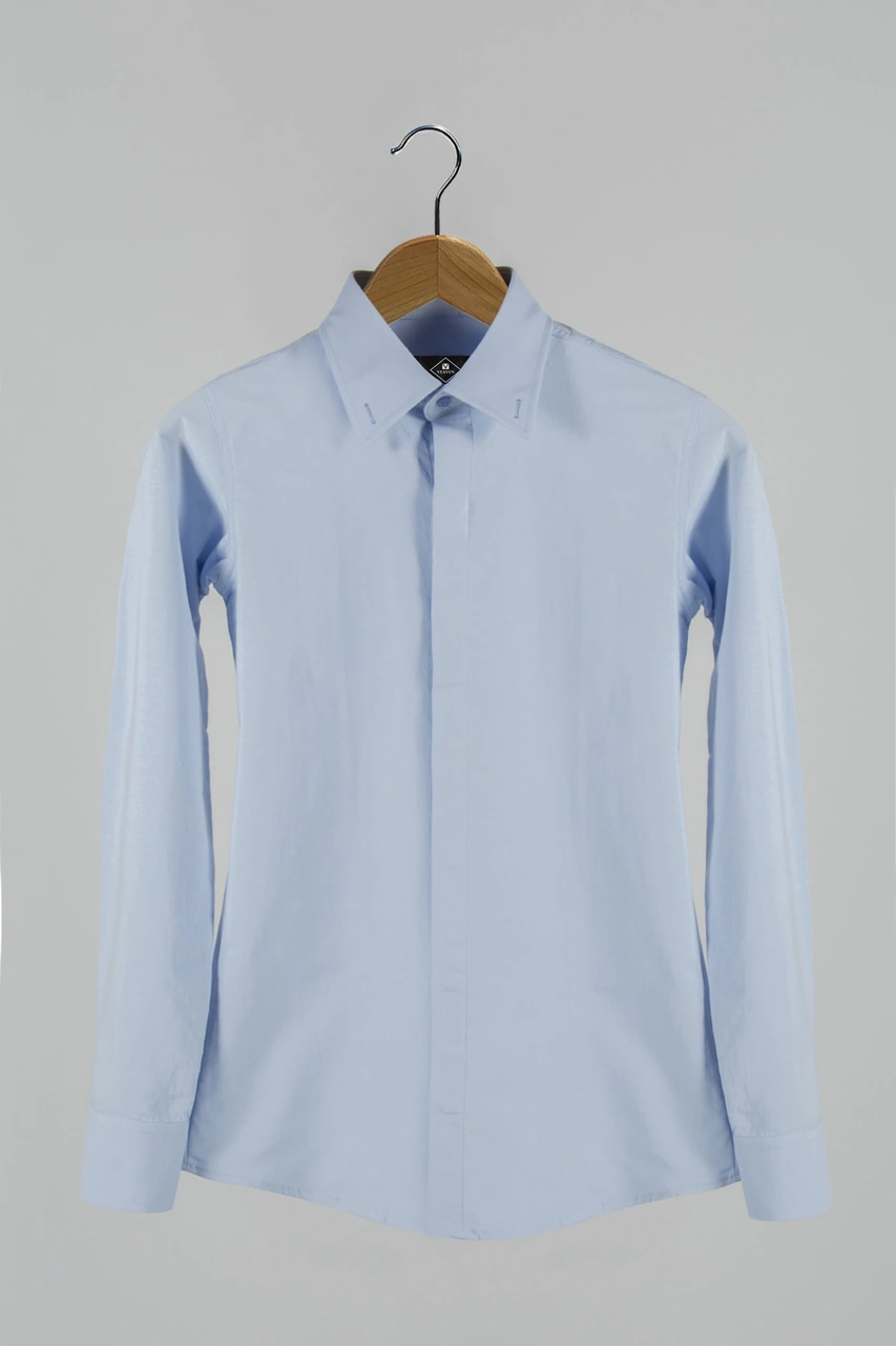 Veaven Erkek Slim Fit Klasik Gömlek Vavn8y-4300363-01 Mavi Mavi