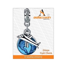Uçak Charm Sallantılı Gümüş Kaplama