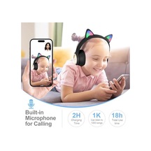 Renkli Büyük A Kalite Kulak Üstü Taç Renkli Işıklı Kedi Kulaklı Kedi Kabartmalı 5.3 Version Ped Balşlıklı Boyu Ayarlanabilen Çok Rahat Bluetooth Kulaklık Akz 02 Turquaz