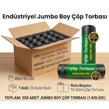 Günflex Endüstriyel Jumbo Boy Siyah Çöp Torbası, 20 Paket Toplam 200 Adet Poşet , 80x110 Cm, 300 Gr, Dayanıklı