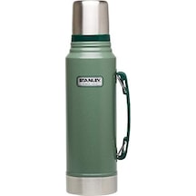 Klasik Vakumlu Paslanmaz Çelik Termos, Yeşil, 1 L, Çift Duvar Yalıtımı, Makinede Yıkanabilir, 11.7w X 35.8h Cm Açık Beyaz