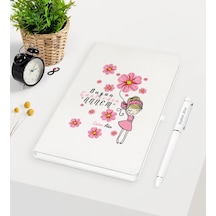 Kişiye Özel Bugün Günlerden Annem Beyaz Defter Kalem Seti - 2 Beyaz