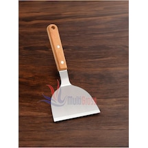 Ahşap Saplı Paslanmaz Çelik Spatula, Metalik 0