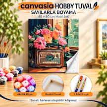 Sayılarla Boyama Numaralı Tuval Seti Boya Fırça Dahil 40x50 Cm Nostaljik Melodi