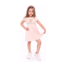 Toontoy Kids Toontoy Kız Bebek Faire Un Voeu Baskılı Elbise Pudra
