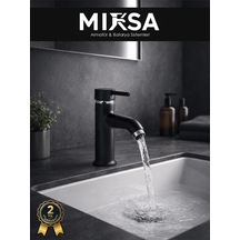 Siyah-krom Sabit Banyo Lavabo Musluğu Bataryası